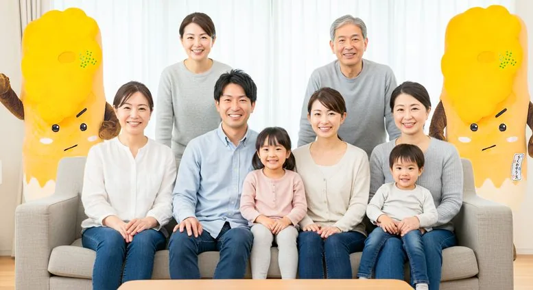 家族でおせちを囲む様子
