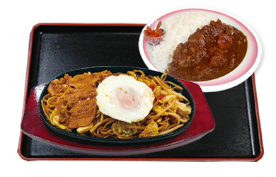 鉄板豚玉ソース焼そばミニカリーセット