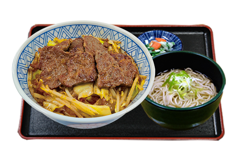 カットステーキ丼ミニそばセット