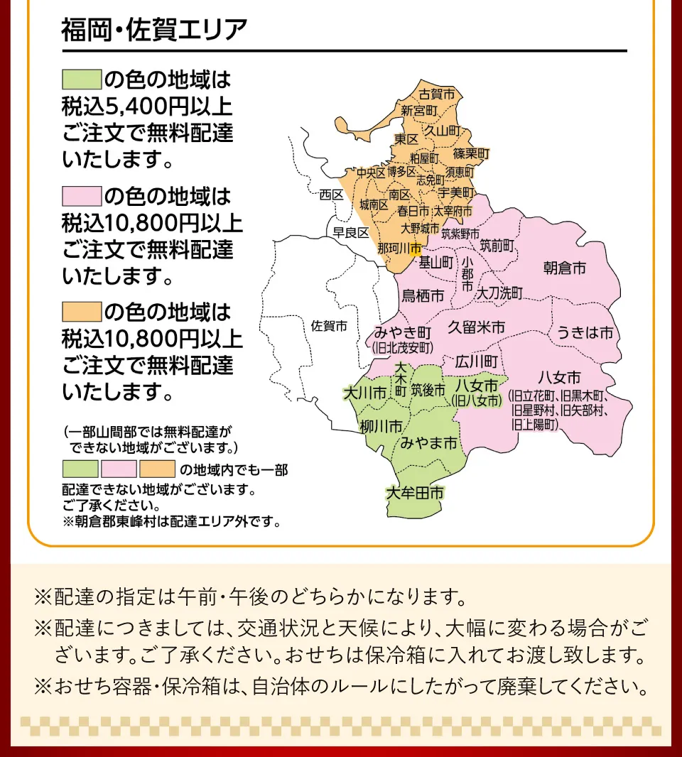 配達・店頭受け取りについて