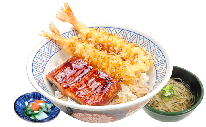 うな海老天丼ミニそば