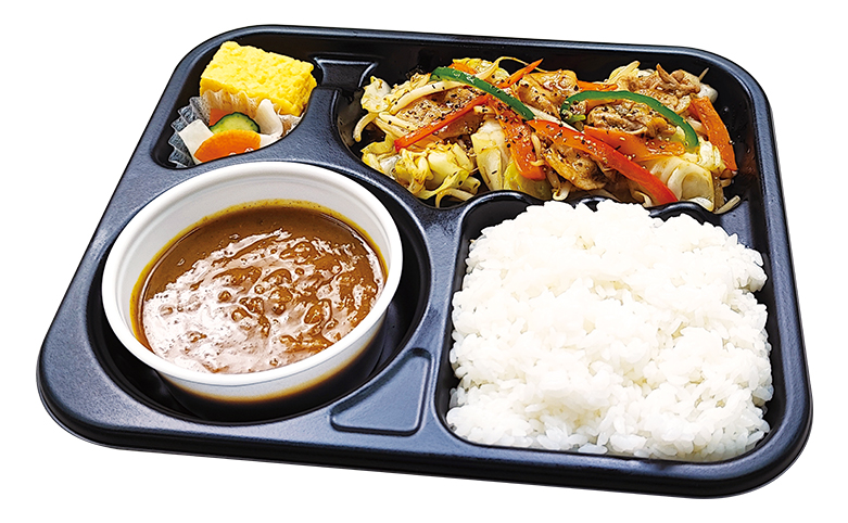 カレー＆野菜炒め弁当写真