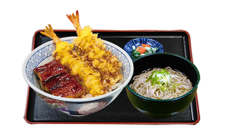 うな海老天丼ミニそばセット
